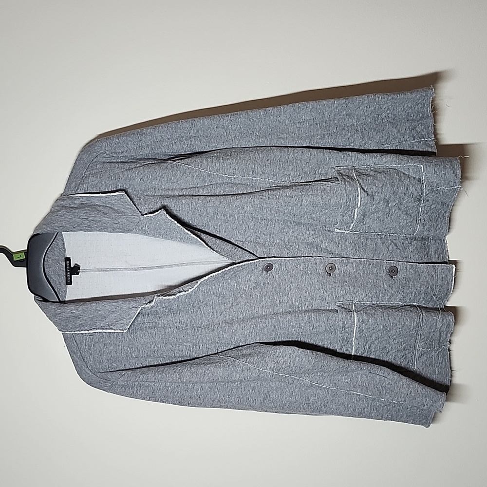 Eileen Fisher 3 Button Sweatshirt Blazer Distressed Organic Cotton Womens 1XL